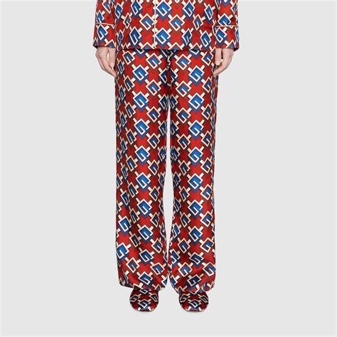 Silk Geometric G print pajama set 